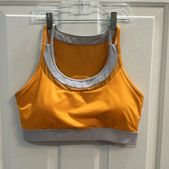 Zyia Turmeric Clasp Mesh Sports Bra Keyhole Back size L VGUC - Picture 2 of 3